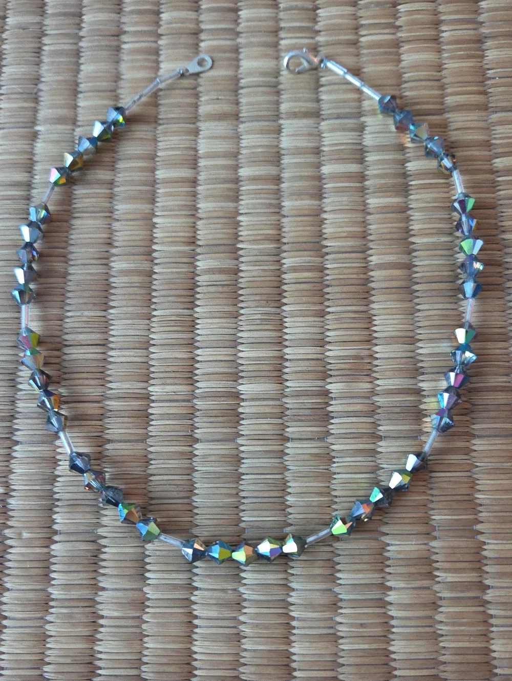 Crystal Beaded Choker Necklace - Faceted AB Iridescent Beads